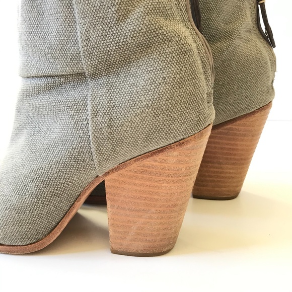 Rag & Bone Newbury Boots Booties 36 6 Gray Canvas - Picture 8 of 12
